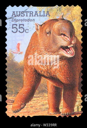 Australien - ca. 2008: einen Stempel in Australien gedruckten zeigt ein Australien Tier - Diprotodon, circa 2008. Stockfoto