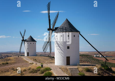 Windmühlen des Don Quijote in Castilla La Mancha. Spanien. Stockfoto