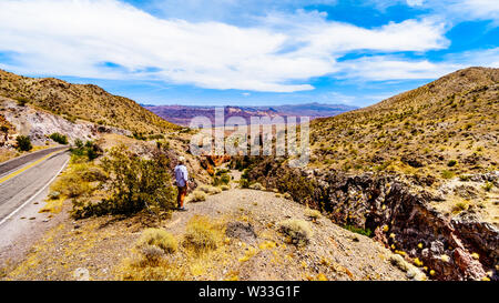 Zerklüftete Berge und Schluchten in El Dorado Canyon, Grenze von Nevada und Arizona. Ist auch Teil des Lake Mead National Erholungsgebiet in den USA Stockfoto