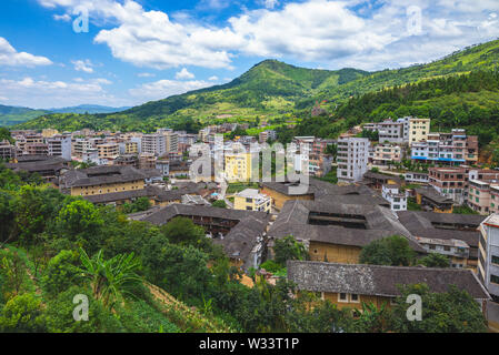 Luftaufnahme des Pentagon Tulou in Fujian, China Stockfoto