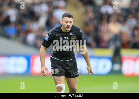 11. Juli 2019, kcom Stadion, Hull, England; Betfred Super League, Runde 22, Hull FC vs London Broncos; Jake Connor (14) von Hull FC während des Spiels Credit: Mark Cosgrove/News Bilder Stockfoto