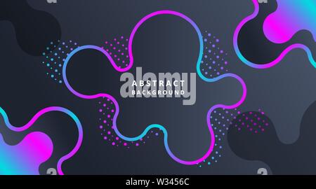 Dark Neon Techno Dynamische moderne Flüssigkeit Hintergrund, für Corporate Business Presentation, Broschüre, Wallpaper, Landing Page, Poster, Flyer Stockfoto