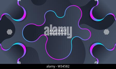 Dark Neon Techno Dynamische moderne Flüssigkeit Hintergrund, für Corporate Business Presentation, Broschüre, Wallpaper, Landing Page, Poster, Flyer Stockfoto