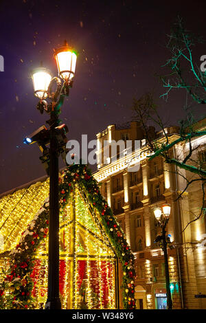 Moskau City Light mit Holiday neues Jahr Dekorationen Stockfoto