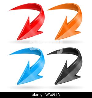 Nach-unten-Pfeile. Farbige 3d-glänzenden Web Icons Stock Vektor