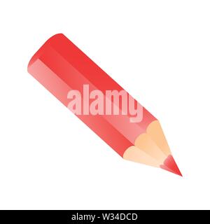 Kurze kleines Stiftsymbol realistischen Stil. Rot bunte Bleistift Stock Vektor