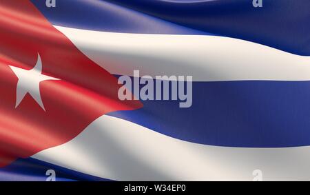 Hohe Auflösung close-up Fahne von Kuba. 3D-Darstellung. Stockfoto
