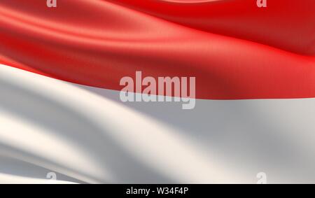 Hohe Auflösung close-up Flagge von Indonesien. 3D-Darstellung. Stockfoto
