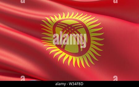 Hohe Auflösung close-up Flagge Kirgistan. 3D-Darstellung. Stockfoto