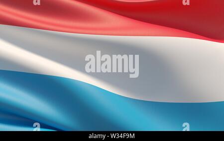 Hohe Auflösung close-up Flagge von Luxemburg. 3D-Darstellung. Stockfoto