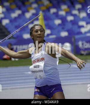 Neapel, Kampanien, Italien. 12. Juli, 2019. Neapel Universiade Athletik. Im San Paolo di Napoli die Leichtathletik Wettbewerbe für die Universiade 2019 erfolgte Gutschrift: Fabio Sasso/ZUMA Draht/Alamy leben Nachrichten Stockfoto