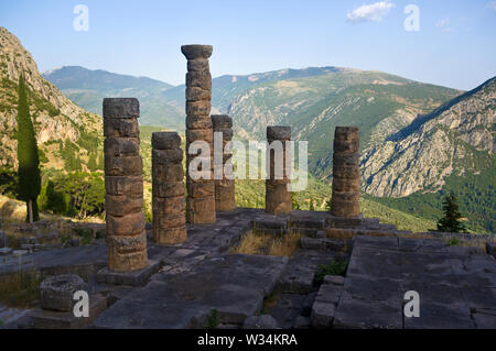 Der Tempel des Apollo, Delphi, Griechenland Stockfoto