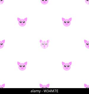 Nahtlose Muster mit niedlichen Schwein Gesicht auf weißem Hintergrund. Lustige Pink Pig. Vector Illustration für Design, Web, Geschenkpapier, Textilien, Tapeten. Stock Vektor