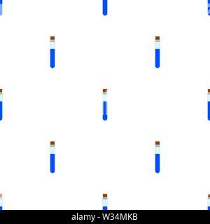 Nahtlose Muster mit blauer trank Symbole. Cartoon magische Heilung elixir Kolben. Vector Illustration für Design, Web, Geschenkpapier, Textilien, Tapeten. Stock Vektor