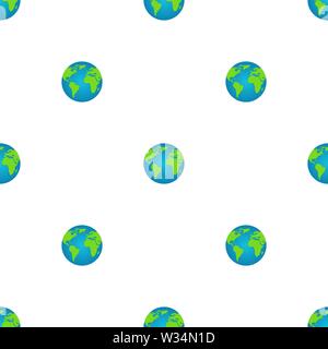 Nahtlose Muster mit Earth Globus auf weißem Hintergrund. Weltkarte. Erde Symbol. Vector Illustration für Design, Web, Geschenkpapier, Textilien, Tapeten. Stock Vektor