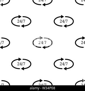 Nahtlose Muster mit 247 einfachen Symbol auf weißem Hintergrund. Service rund um die Uhr Stunden und 7 Tage die Woche. Vector Illustration für Design, Web, Umhüllung pap Stock Vektor
