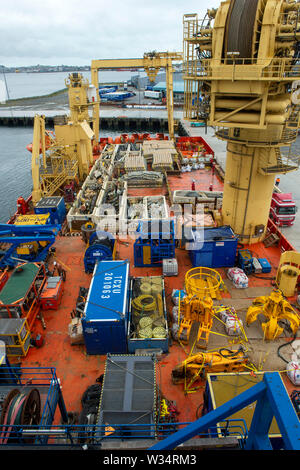 Normand 434 Liegeplätze an Land und stillgelegten Ölplattform Schrott von Bohrinseln in der Nordsee in Lerwick Shetland Schottland Stockfoto