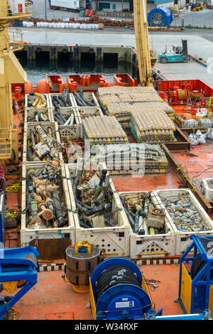 Normand 434 Liegeplätze an Land und stillgelegten Ölplattform Schrott von Bohrinseln in der Nordsee in Lerwick Shetland Schottland Stockfoto