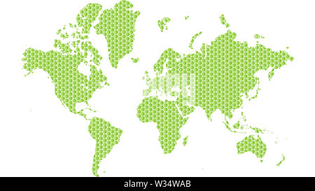 Detaillierte Weltkarte mit allen Ländern und subcontinents. Abbildung: Globus Karte mit geometrischen Formen Muster eingeführt. Stockfoto