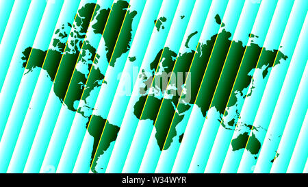 Detaillierte Weltkarte mit allen Ländern und subcontinents. Abbildung: Globus Karte mit geometrischen Formen Muster eingeführt. Stockfoto