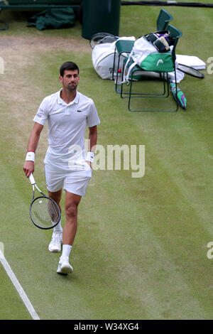Wimbledon, London, UK. 12. Juli 2019. Wimbledon Tennis Championships, London, UK. Novak Djokovic, Serbien, 2019 Credit: Allstar Bildarchiv/Alamy leben Nachrichten Stockfoto