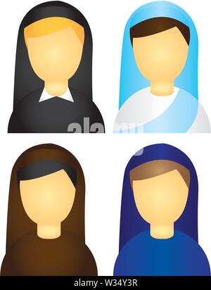 Nonne Symbole isoliert auf weißem Hintergrund Vektor Stock Vektor