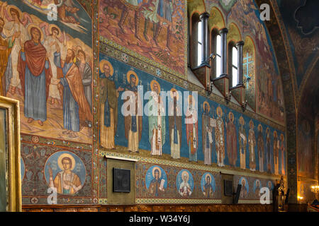 Wandmalereien in St. Kyriaki Kathedrale Kirche, Sofia, Bulgarien Stockfoto