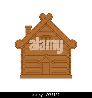 Russische Hütte. Holz- Haus in Russland. National Folk home. Vector Illustration Stock Vektor