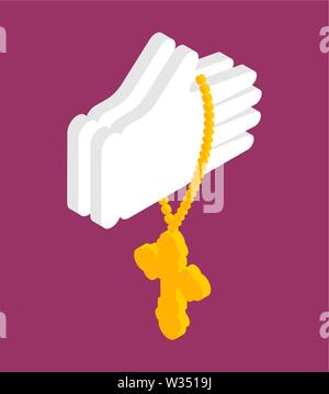 Hände im Gebet und isoliert. Gebet Religion vektor Textur Stock Vektor