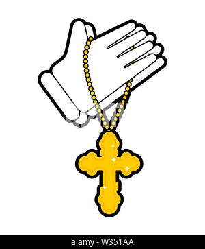 Hände im Gebet und isoliert. Gebet Religion vektor Textur Stock Vektor