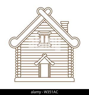 Russische Hütte. Holz- Haus in Russland. National Folk home. Vector Illustration Stock Vektor