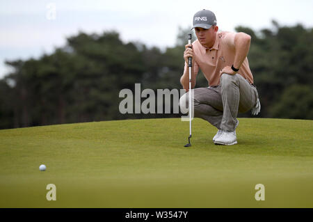 Südafrika's Brandon Stone im 9. grün während Tag zwei der Aberdeen Standard Investitionen Scottish Open im Renaissance Club, North Berwick. Stockfoto