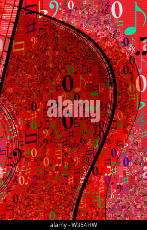 Ein Bunter akustischer Gitarre und die Notation Abbildung Stockfoto