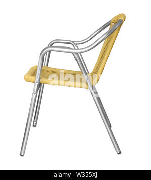 Seitenansicht des Aluminium Chair isoliert auf weißem Stockfoto