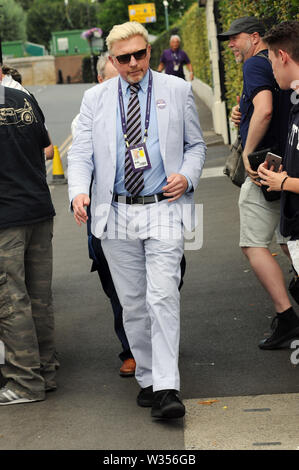 London, UK, 12. Juli 2019 Boris Franz Becker Deutsche ehemalige Welt Nr. 1 Professional tennis player. Wimbledon Tennis Anreise am zweiten Freitag. Credit: Johnny Armstead/Alamy leben Nachrichten Stockfoto