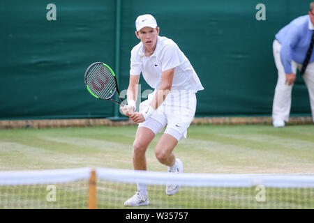 Wimbledon, London, UK. 12. Juli 2019. Wimbledon, London, UK. 12. Juli 2019. Martin Damm der Vereinigten Staaten während des Jungen singles Halbfinale von Wimbledon Lawn Tennis Championships gegen Shintaro Mochizuki Japans in der All England Lawn Tennis und Croquet Club in London, England am 12. Juli 2019. Quelle: LBA/Alamy leben Nachrichten Stockfoto
