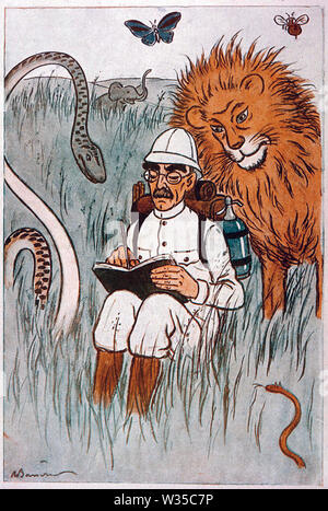 RUDYARD Kipling (1865-1936) englischer Schriftsteller in einem Cartoon 1929 Stockfoto