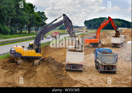 Baustelle an der Autobahn in Deutschland Stockfoto