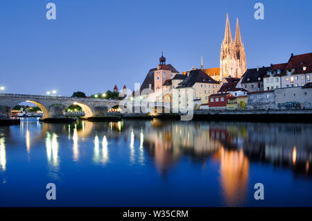 UNESCO Welterbe Stadt Regensburg in Bayern, Deutschland Stockfoto