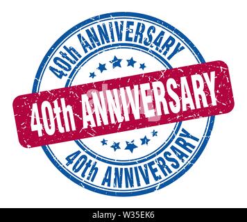 40. Jahrestag Stempel. 40. Jahrestag runde Grunge unterzeichnen. 40. Jahrestag Stock Vektor