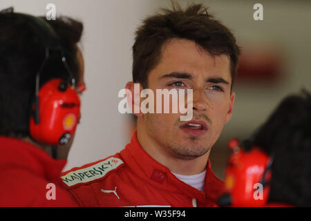 Silverstone, Großbritannien. 12. Juli, 2019. &#Xa9; Foto 4/LaPresse 12/07/2019 Silverstone, England Sport Formel 1 Grand Prix von England 2019 In der Pic: freie Praxis 2, Charles Leclerc (MON) Scuderia Ferrari SF 90 Credit: LaPresse/Alamy leben Nachrichten Stockfoto
