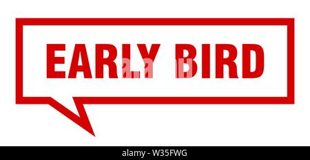 Early Bird anmelden. Early Bird square Sprechblase. Early Bird Stock Vektor
