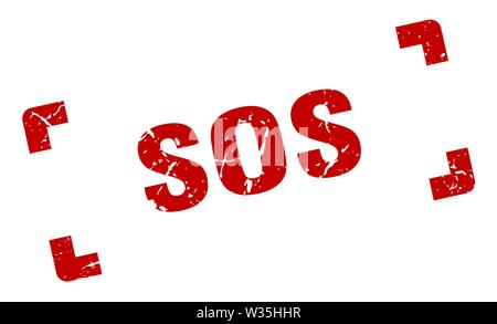 Sos-Stempel. sos Square grunge unterzeichnen. Sos Stock Vektor