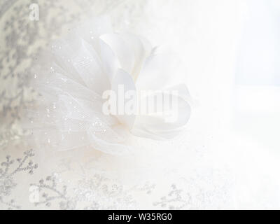 Hochzeit Kleid, Blumen, Schuhe, Ohrringe Stockfoto