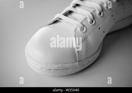 Weißen Sport Schuh Detail Nahaufnahme Stockfoto