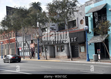 LOS ANGELES, CA/USA - Januar 10, 2019: Der berühmte Troubadour Nachtclub auf dem Santa Monica Blvd. eine grosse Rolle bei der Einführung von America's Top Bands gespielt Stockfoto