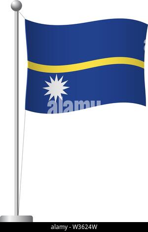 Nauru Flagge auf der Pole. Metall Fahnenmast. Nationalflagge von Nauru Vector Illustration Stock Vektor