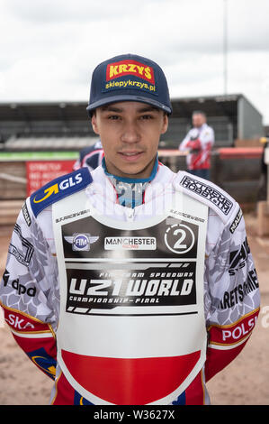 Manchester, Großbritannien. 12. Juli, 2019. MANCHESTER, UK 13. Juli Dominik Kubera von Polen während der FIM Speedway Team U-21 Weltmeisterschaft an den Nationalen Speedway Stadion, Manchester am Samstag, dem 13. Juli 2019 (Quelle: Ian Charles | MI Nachrichten) Credit: MI Nachrichten & Sport/Alamy leben Nachrichten Stockfoto