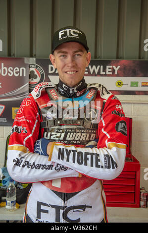 Manchester, Großbritannien. 12. Juli, 2019. MANCHESTER, UK 13. Juli Frederik Jacobsen von Dänemark während der FIM Speedway Team U-21 Weltmeisterschaft an den Nationalen Speedway Stadion, Manchester am Samstag, dem 13. Juli 2019 (Quelle: Ian Charles | MI Nachrichten) Credit: MI Nachrichten & Sport/Alamy leben Nachrichten Stockfoto