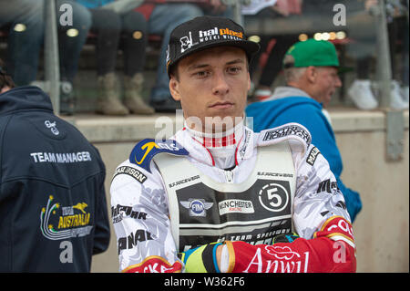 Manchester, Großbritannien. 12. Juli, 2019. MANCHESTER, UK 13. Juli Michal Gruchalski während der FIM Speedway Team U-21 Weltmeisterschaft an den Nationalen Speedway Stadion, Manchester am Samstag, dem 13. Juli 2019 (Quelle: Ian Charles | MI Nachrichten) Credit: MI Nachrichten & Sport/Alamy leben Nachrichten Stockfoto